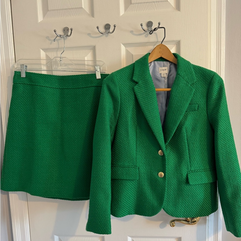 J. Crew Emerald Blazer and Skirt Ensemble